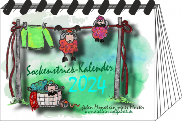Strickkalender 2024, mit 12 Sockenstrickanleitungen