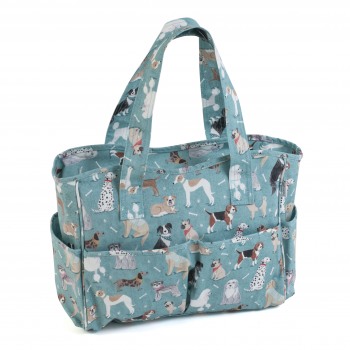 Strickhandtasche "Dogs blue"