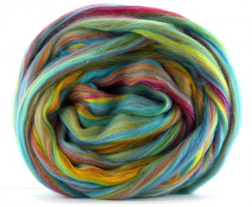 Merino-Glitzer Kammzug "über den Regenbogen"