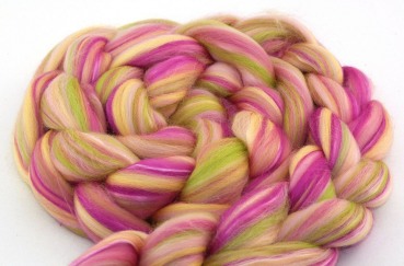 multicolor Merino-Seiden-Kammzug "Wiesenschaumkraut"