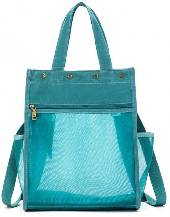 Maker's Tall Mesh Tote - Teal-