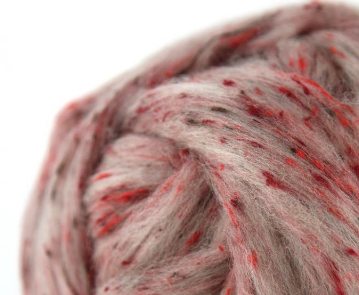 Südamerikanische Wolle "Jam Pot red" - Tweed, zum Spinnen