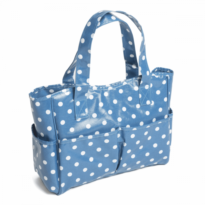 Strickhandtasche "Blue Polka"