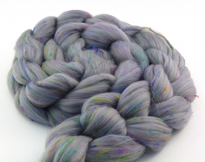 multicolor Merino-Seiden-Kammzug "Flavored Grey"